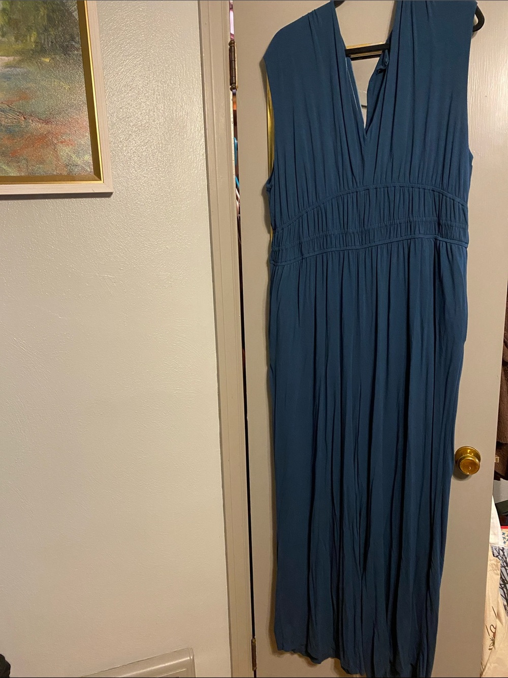 XXLT Old Navy Sleeveless V-Neck Maxi Jumpsuit in Teal Blue
